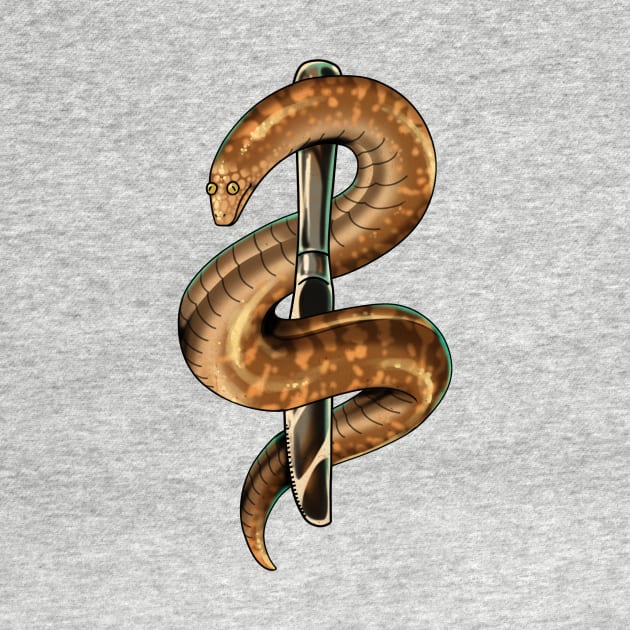 Snake and Dagger Tattoo Flash by Jugglingdino